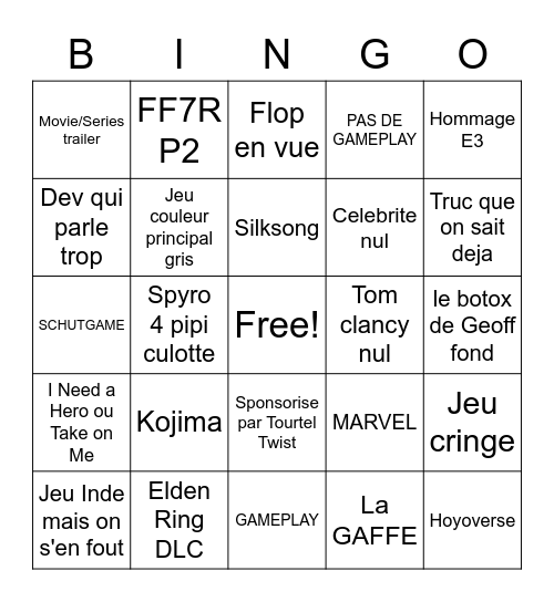 SUMMERGAMEFEST Bingo Card