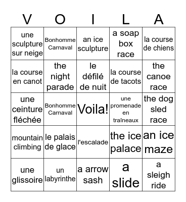 Le Carnaval Bingo Card
