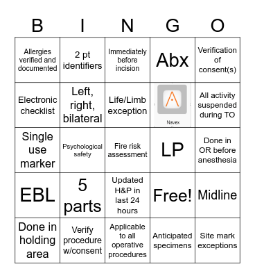 Timeout BINGO Card