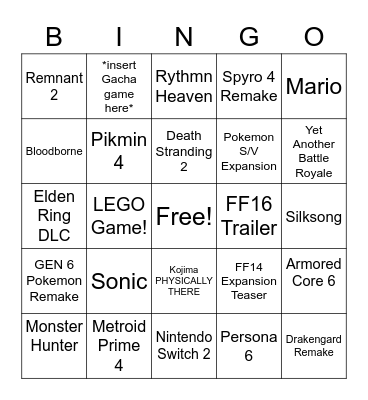 The Summer Games Fest Bingo! Bingo Card