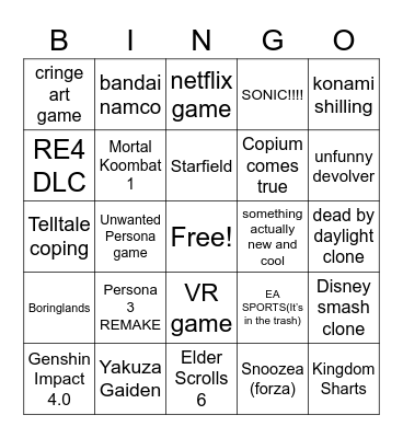 Summer Gamu Fest Bingo Card