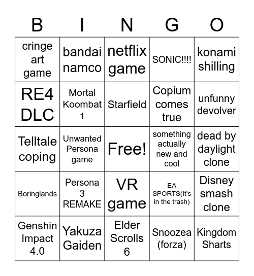 Summer Gamu Fest Bingo Card