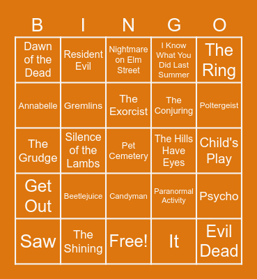 HORROR BINGO Card