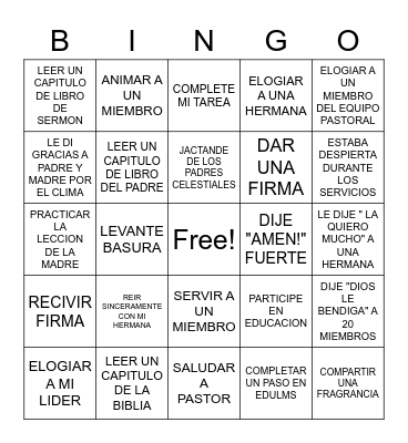 BINGO DE SION Bingo Card