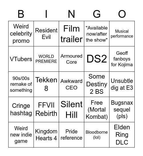 Summer Games Fest Bingo Card