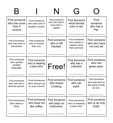 Find Someone Who Bingo Card