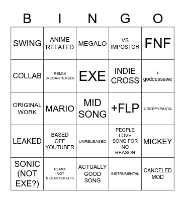 SASTER BINGO Card