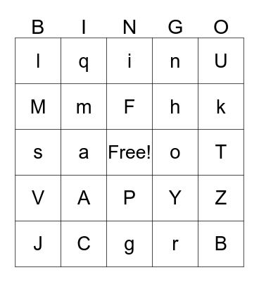 Alphabet Bingo Card