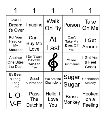 Oldies Bingo Card