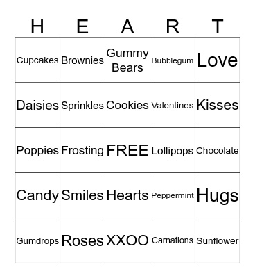 Treats and Sweets Bingo Card