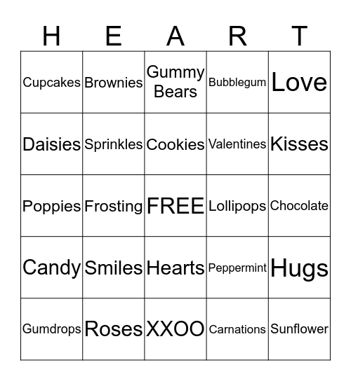 Treats and Sweets Bingo Card