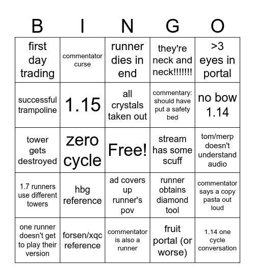 MCSR Relay 3 Bingo Card