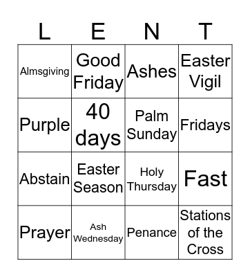 Lent Bingo Card
