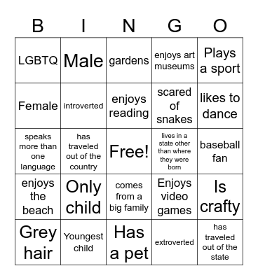 Diversity Bingo Card
