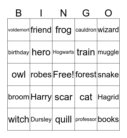 Harry Potter Bingo Card