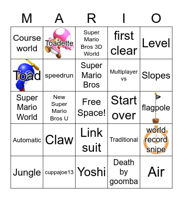 Mario Maker 2 Bingo Card