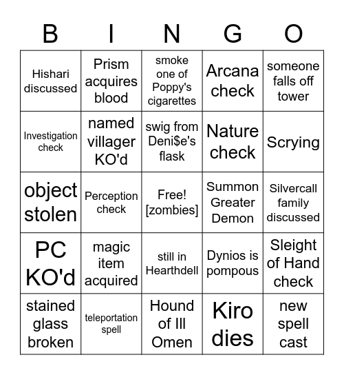 We're Just Looking For A Ride [Critical Role 3.61] Bingo Card