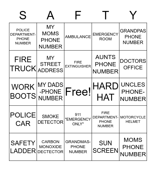 SAFE & SMART BINGO Card