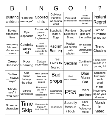Dhar Mann Ultimate Bingo Card