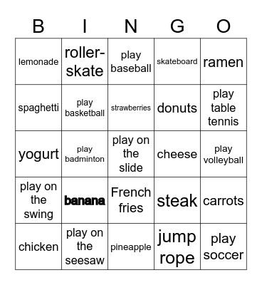 Likes and Wants Bingo Card