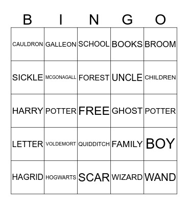 Harry Potter Bingo 2 Bingo Card