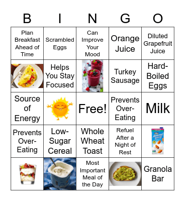 Breakfast Bingo  Bingo Card