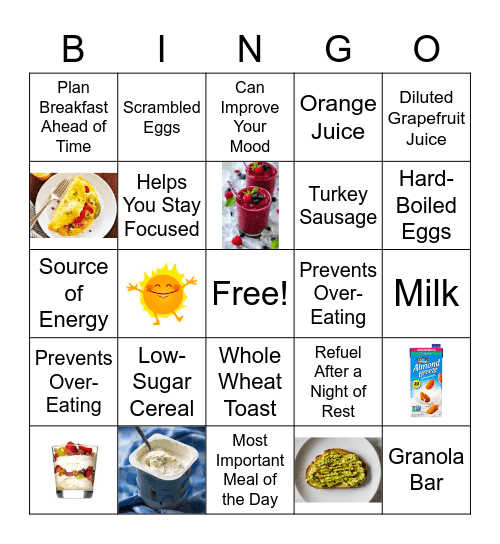 Breakfast Bingo  Bingo Card