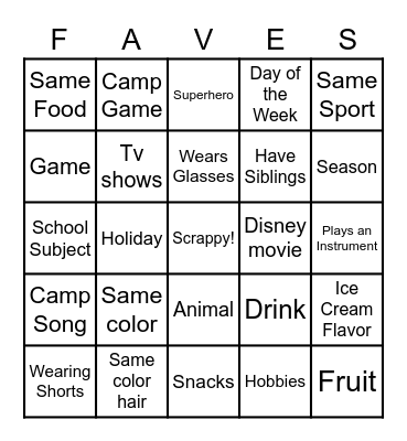 Scrappy friendship Bingo Card