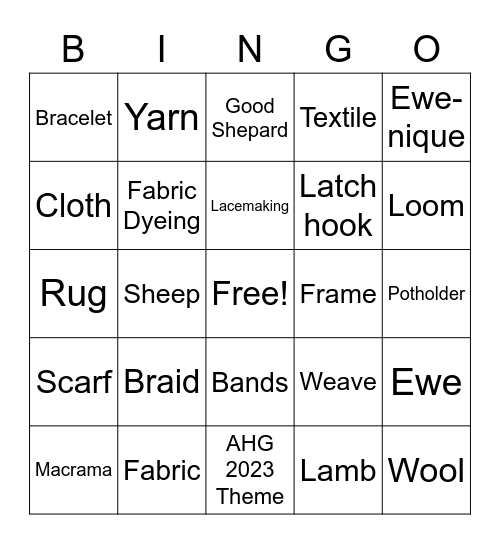 AHG Woven Bingo Card