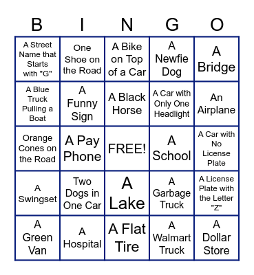 Newfoundland Road Trip Bingo Card