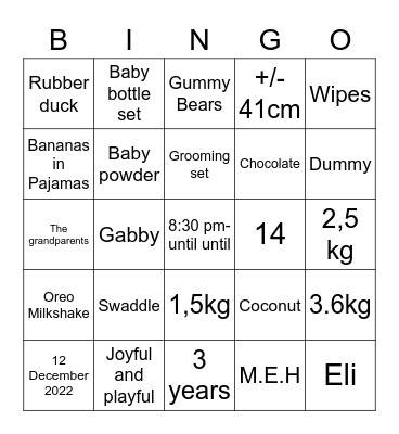 Baby Shower Bingo🍼 Bingo Card