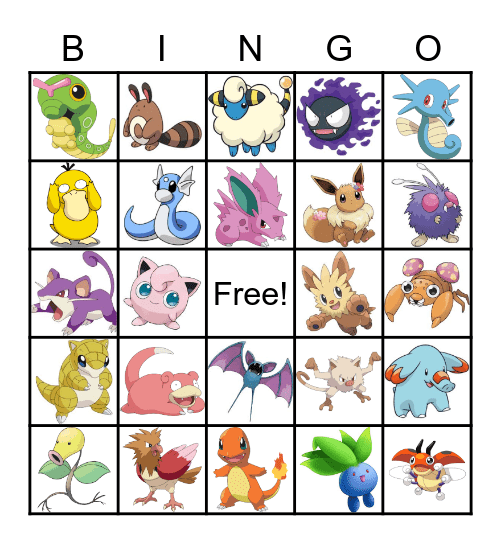 Pokemon Bingo Card