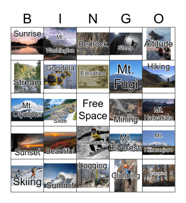 Mountains for ALC students Bingo Card