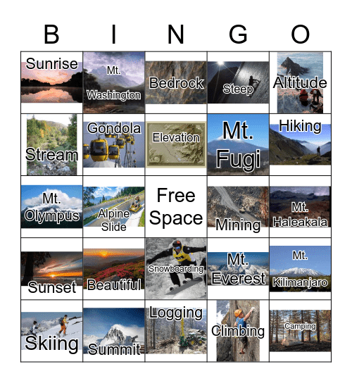 Mountains for ALC students Bingo Card