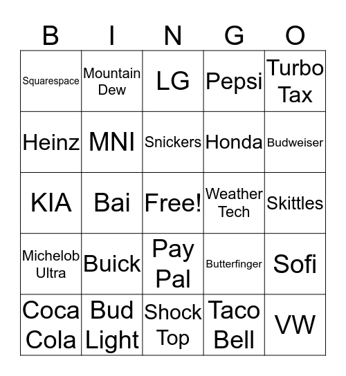 Super Bowl 50 - 2016 Bingo Card