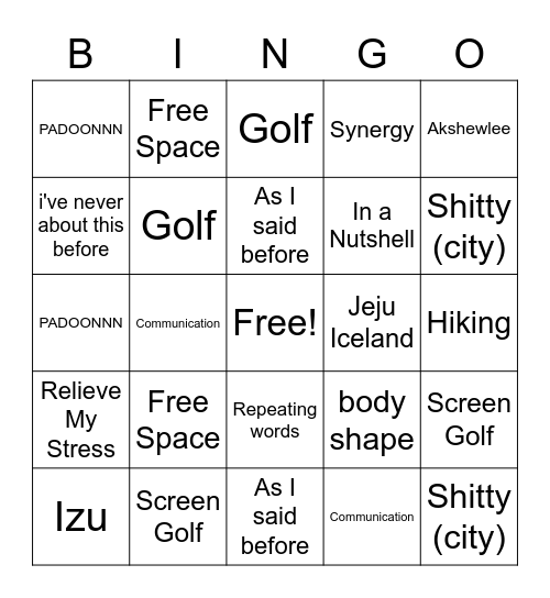My Chab Bingo Card