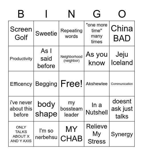 SPA Bingo Card