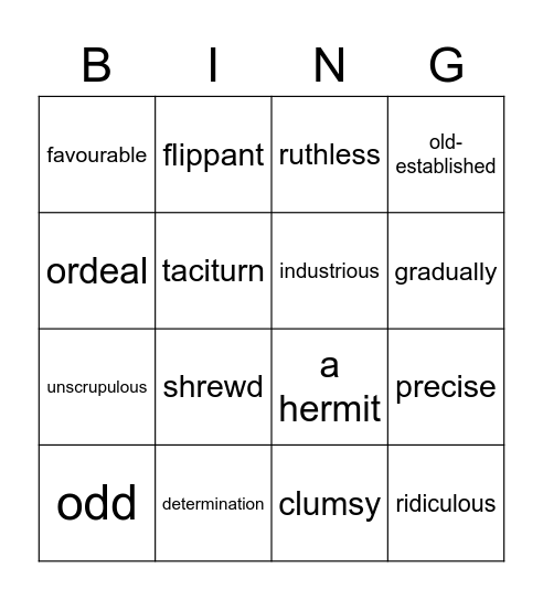 Maugham’s Bingo Card