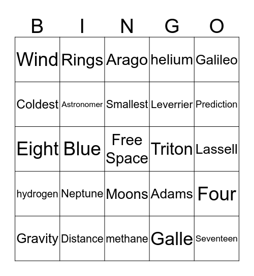 Neptune Bingo Card
