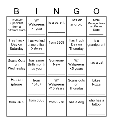 Find someone..... Bingo Card