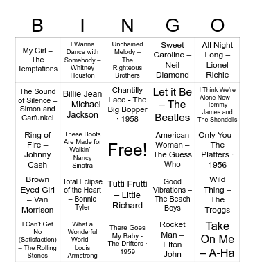 Music Bingo Card