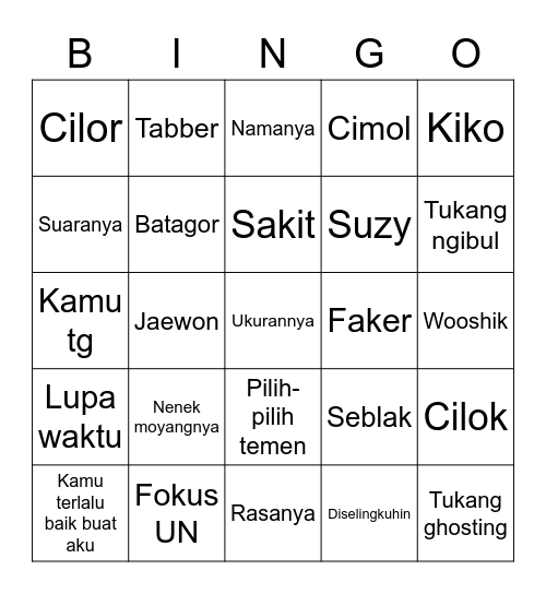 QUACK Bingo Card