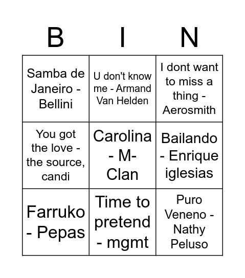Pizzumer Bingo 2.1 Bingo Card