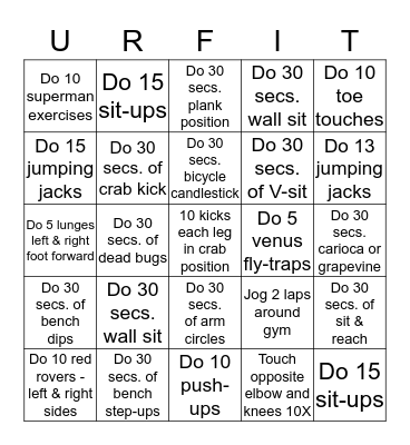 FITNESS BINGO Card