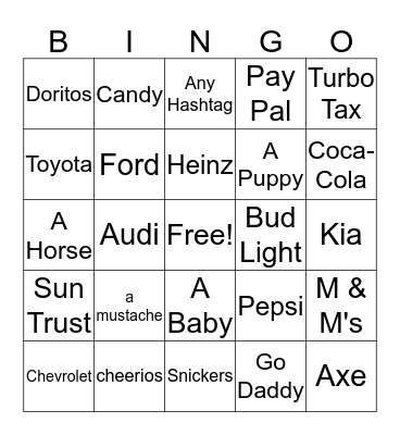 Super Bowl 50 Bingo Card