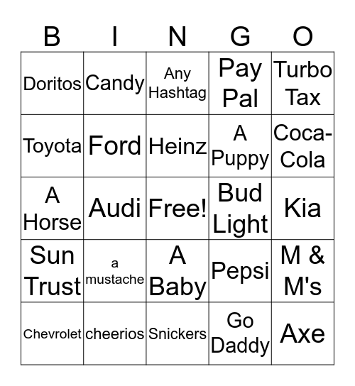 Super Bowl 50 Bingo Card