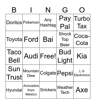 Super Bowl 50 Bingo Card