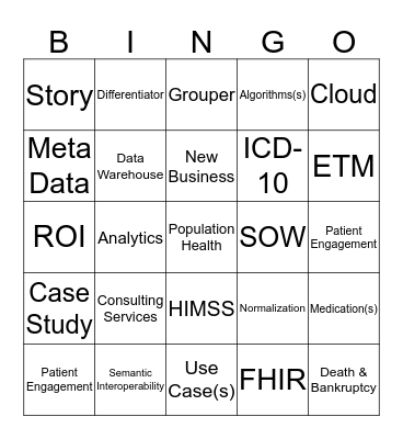 Health Language BINGO Card