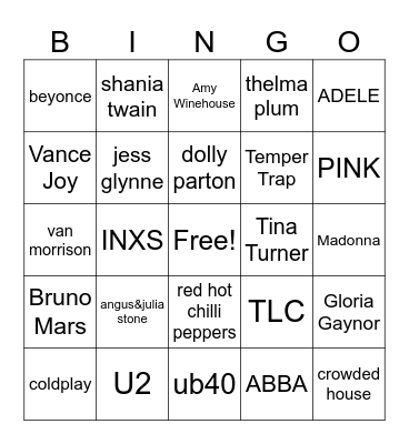 Sing Me The Song Bingo Card