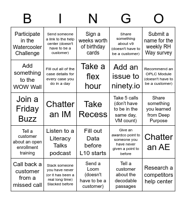 PSS June Bingo Card